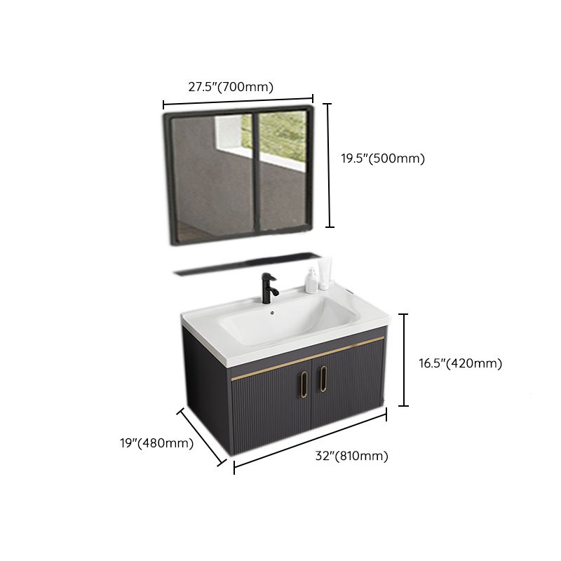 Contemporary Metal Sink Vanity Mirror Cabinet Wall-Mounted Vanity Cabinet Clearhalo 'Bathroom Remodel & Bathroom Fixtures' 'Bathroom Vanities' 'bathroom_vanities' 'Home Improvement' 'home_improvement' 'home_improvement_bathroom_vanities' 1200x1200_bdbc9d3d-cb66-4bed-93f1-2307ef84a63b