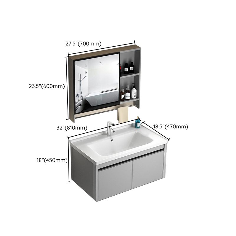 Single Sink Bathroom Vanity Modern Gray Rectangular Bath Vanity Clearhalo 'Bathroom Remodel & Bathroom Fixtures' 'Bathroom Vanities' 'bathroom_vanities' 'Home Improvement' 'home_improvement' 'home_improvement_bathroom_vanities' 1200x1200_bdc0276b-2efd-43f1-be54-39fcedfcb910