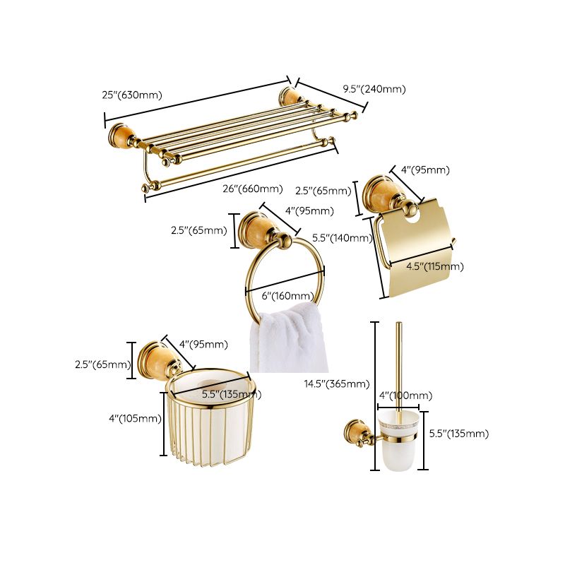 Polished Gold Bathroom Set Metal Bathroom Accessories Hardware Set Clearhalo 'Bathroom Hardware Sets' 'Bathroom Hardware' 'Bathroom Remodel & Bathroom Fixtures' 'bathroom_hardware_sets' 'Home Improvement' 'home_improvement' 'home_improvement_bathroom_hardware_sets' 1200x1200_bdd450fe-10ce-4c4a-b456-e8467769f837