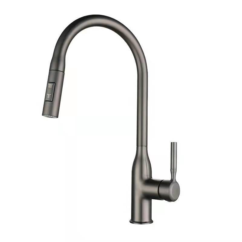 Contemporary Faucet Copper Single Handle High Arc Retractable Faucet for Kitchen Clearhalo 'Home Improvement' 'home_improvement' 'home_improvement_kitchen_faucets' 'Kitchen Faucets' 'Kitchen Remodel & Kitchen Fixtures' 'Kitchen Sinks & Faucet Components' 'kitchen_faucets' 1200x1200_bdda899c-1ecd-46d7-a25a-6d5c25eda991