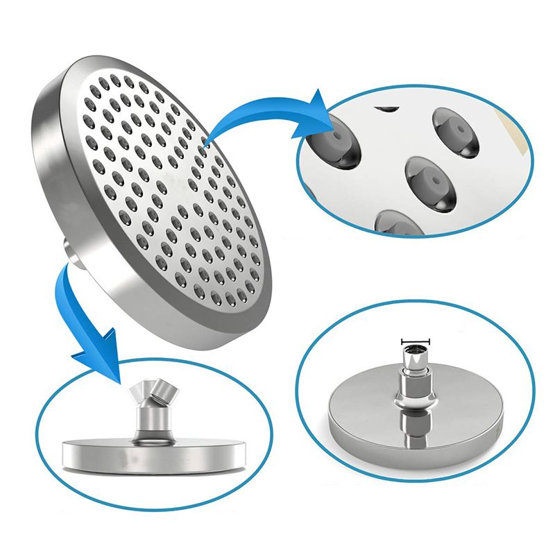 Contemporary Round Fixed Shower Head Wall-Mount Silver Shower Head Clearhalo 'Bathroom Remodel & Bathroom Fixtures' 'Home Improvement' 'home_improvement' 'home_improvement_shower_heads' 'Shower Heads' 'shower_heads' 'Showers & Bathtubs Plumbing' 'Showers & Bathtubs' 1200x1200_bde21c4d-3adb-4703-9b48-75379bd600b1