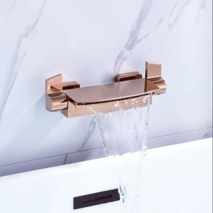 Lever Handle Wall Mounted Contemporary Low Arc Metal Wall Mount Clearhalo 'Bathroom Remodel & Bathroom Fixtures' 'Bathtub Faucets' 'bathtub_faucets' 'Home Improvement' 'home_improvement' 'home_improvement_bathtub_faucets' 1200x1200_bdf15ade-1687-46c6-9da7-6eaa1c29203c