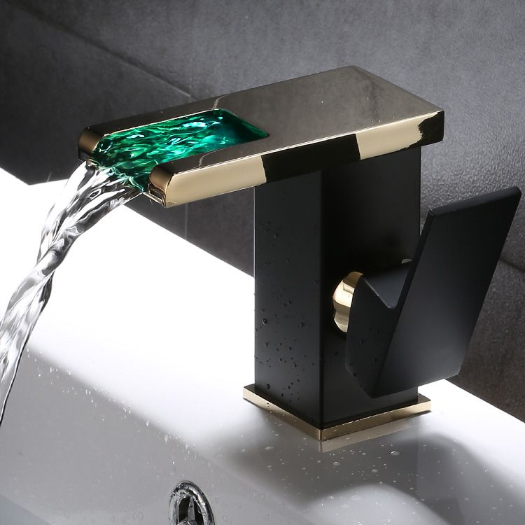 Vanity Sink Faucet Waterfall Spout Single Handle Faucet with LED Light Clearhalo 'Bathroom Remodel & Bathroom Fixtures' 'Bathroom Sink Faucets' 'Bathroom Sinks & Faucet Components' 'bathroom_sink_faucets' 'Home Improvement' 'home_improvement' 'home_improvement_bathroom_sink_faucets' 1200x1200_be31091a-994c-440c-8ea8-0456ee5282b8