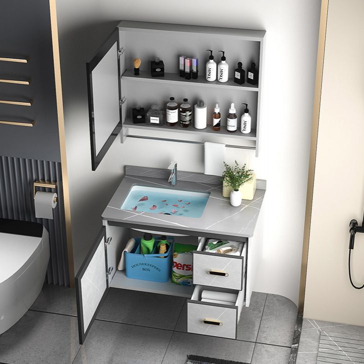 Modern Vanity Rectangular Gray Single Wall Mount Metal Vanity Set Clearhalo 'Bathroom Remodel & Bathroom Fixtures' 'Bathroom Vanities' 'bathroom_vanities' 'Home Improvement' 'home_improvement' 'home_improvement_bathroom_vanities' 1200x1200_be31e37a-8329-4b81-9b90-1defe74e341c