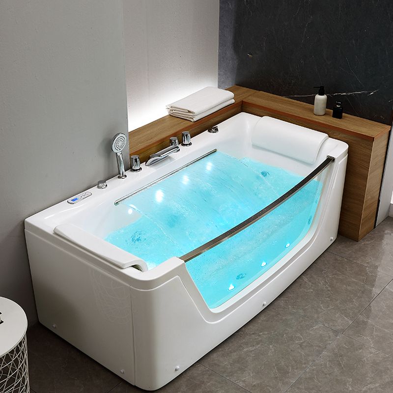 Modern Rectangle Acrylic Bathtub Back to Wall with Massage Device Clearhalo 'Bathroom Remodel & Bathroom Fixtures' 'Bathtubs' 'Home Improvement' 'home_improvement' 'home_improvement_bathtubs' 'Showers & Bathtubs' 1200x1200_be4444ad-d37c-4ecb-ae8b-9af1339138fc