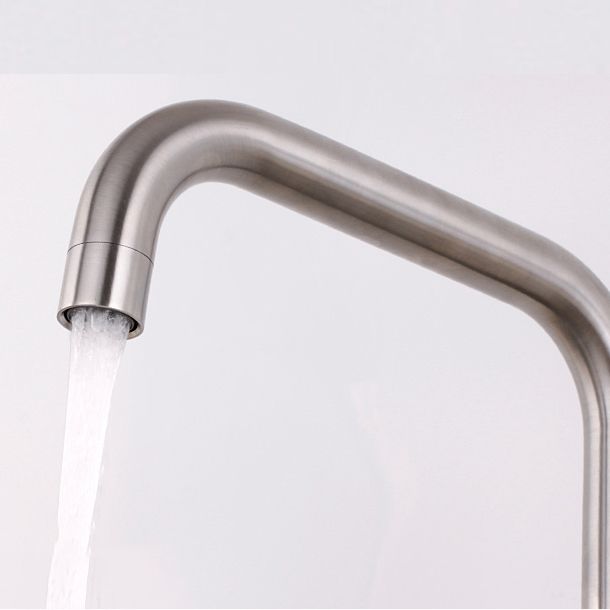 Modern Bar Faucet 1-Handle in Silver Kitchen Faucet with Supply Lines Clearhalo 'Home Improvement' 'home_improvement' 'home_improvement_kitchen_faucets' 'Kitchen Faucets' 'Kitchen Remodel & Kitchen Fixtures' 'Kitchen Sinks & Faucet Components' 'kitchen_faucets' 1200x1200_be5e948d-b98b-41d7-a9ab-54ada0c3d0cd