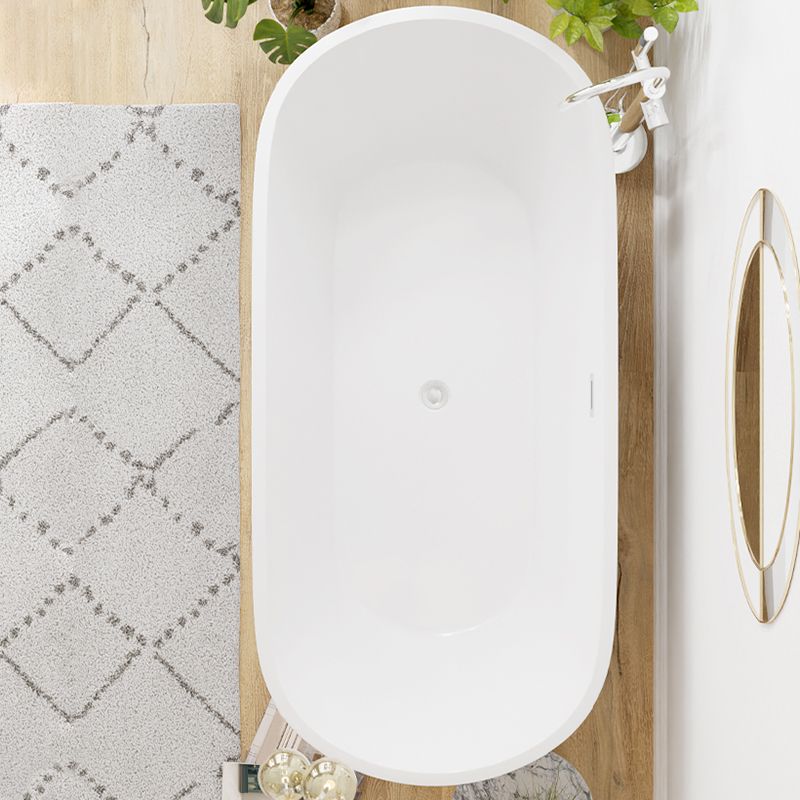 White Oval Bathtub with Drain Acrylic Soaking Freestanding Tub Clearhalo 'Bathroom Remodel & Bathroom Fixtures' 'Bathtubs' 'Home Improvement' 'home_improvement' 'home_improvement_bathtubs' 'Showers & Bathtubs' 1200x1200_be64b286-7005-4abf-860f-7255c7a019f7