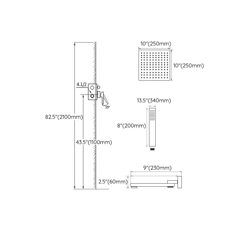 Matte Black Rain Shower System with Hand Shower Square Shower Set Clearhalo 'Bathroom Remodel & Bathroom Fixtures' 'Home Improvement' 'home_improvement' 'home_improvement_shower_faucets' 'Shower Faucets & Systems' 'shower_faucets' 'Showers & Bathtubs Plumbing' 'Showers & Bathtubs' 1200x1200_be71b890-11a8-40fb-9b27-1ccb4c246455