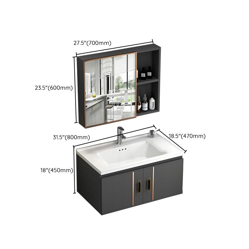 Wall Mount Bathroom Vanity Gray Glam Metal Frame Rectangular Vanity Set Clearhalo 'Bathroom Remodel & Bathroom Fixtures' 'Bathroom Vanities' 'bathroom_vanities' 'Home Improvement' 'home_improvement' 'home_improvement_bathroom_vanities' 1200x1200_be79775a-12c3-4160-8541-df3722e44cf8