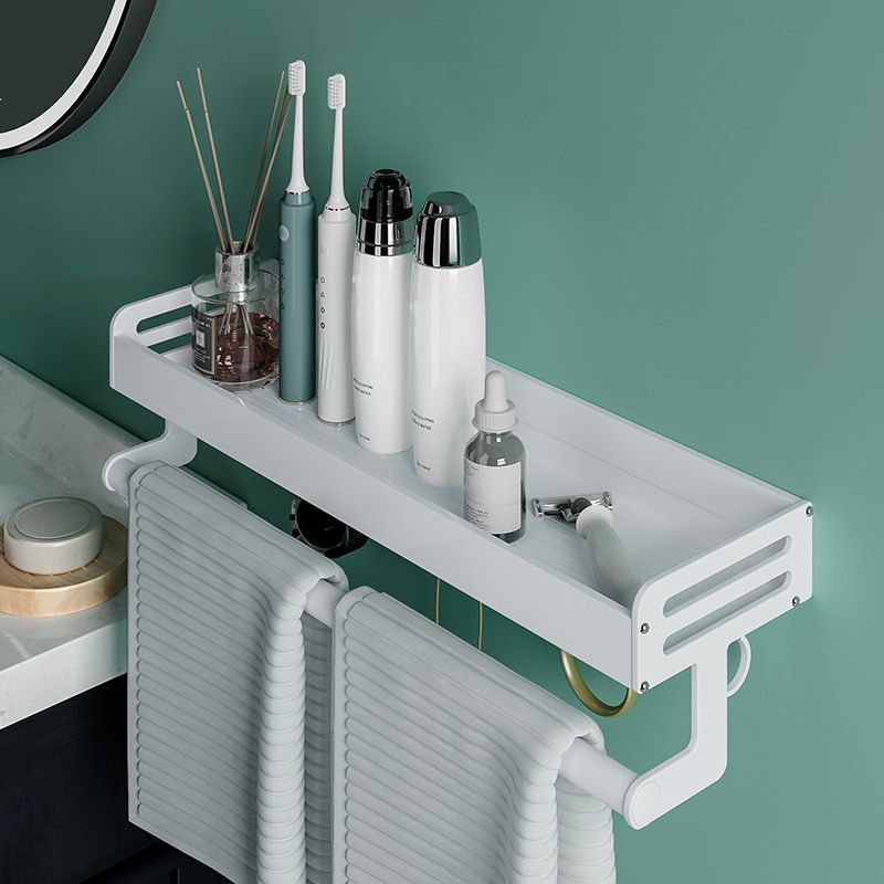 2-Piece Modern Bathroom Accessory Set White Rectangular Bath Shelf Clearhalo 'Bathroom Hardware Sets' 'Bathroom Hardware' 'Bathroom Remodel & Bathroom Fixtures' 'bathroom_hardware_sets' 'Home Improvement' 'home_improvement' 'home_improvement_bathroom_hardware_sets' 1200x1200_beb27c88-f078-4b2b-888c-9f8624e0309d