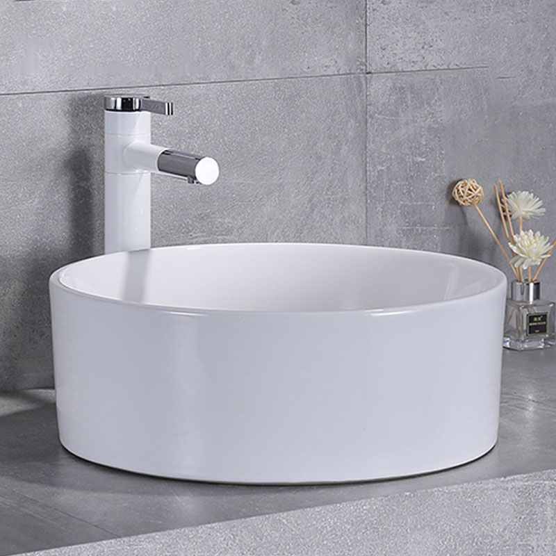 Porcelain Bathroom Sink Contemporary Simple Vessel Bathroom Sink Clearhalo 'Bathroom Remodel & Bathroom Fixtures' 'Bathroom Sinks & Faucet Components' 'Bathroom Sinks' 'bathroom_sink' 'Home Improvement' 'home_improvement' 'home_improvement_bathroom_sink' 1200x1200_beb4c5d7-105a-4e67-a6ac-8a845ef014e7