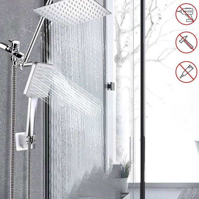 Pull down Dual Shower Head Square High Arch Shower Head Combo in Chrome Clearhalo 'Bathroom Remodel & Bathroom Fixtures' 'Home Improvement' 'home_improvement' 'home_improvement_shower_heads' 'Shower Heads' 'shower_heads' 'Showers & Bathtubs Plumbing' 'Showers & Bathtubs' 1200x1200_beba5dd4-335f-43ff-b158-8eef1bcd72a6