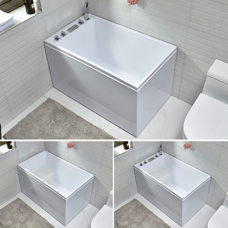 Modern Rectangle Bathtub with Drain White Acrylic Soaking Tub Clearhalo 'Bathroom Remodel & Bathroom Fixtures' 'Bathtubs' 'Home Improvement' 'home_improvement' 'home_improvement_bathtubs' 'Showers & Bathtubs' 1200x1200_bebfe64e-bb05-4c10-b32c-5607e3fa5344