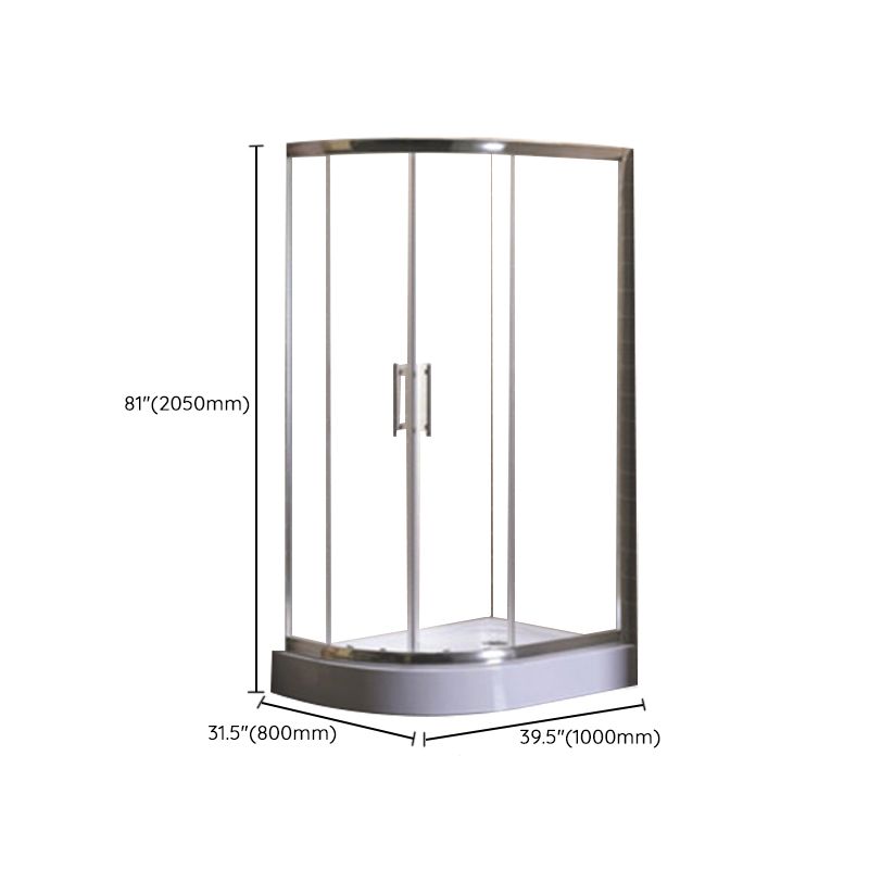 Corner Tempered Glass Shower Kit Silver Semi-Frameless Shower Kit Clearhalo 'Bathroom Remodel & Bathroom Fixtures' 'Home Improvement' 'home_improvement' 'home_improvement_shower_stalls_enclosures' 'Shower Stalls & Enclosures' 'shower_stalls_enclosures' 'Showers & Bathtubs' 1200x1200_bec2c648-ecf8-4079-b598-4021557ff250