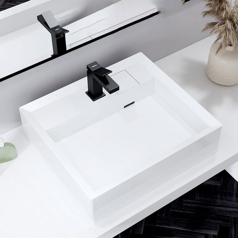 Modern Bathroom Sink Pop-Up Drain Porcelain Solid Color Rectangular Vessel Clearhalo 'Bathroom Remodel & Bathroom Fixtures' 'Bathroom Sinks & Faucet Components' 'Bathroom Sinks' 'bathroom_sink' 'Home Improvement' 'home_improvement' 'home_improvement_bathroom_sink' 1200x1200_bedaee90-c585-4cd4-bdcb-ece4fc810cf3