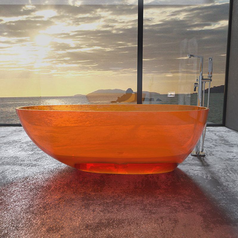 Modern Ellipse Bathtub Acrylic Freestand Soaking Bathtub with Drain Bath Tub Clearhalo 'Bathroom Remodel & Bathroom Fixtures' 'Bathtubs' 'Home Improvement' 'home_improvement' 'home_improvement_bathtubs' 'Showers & Bathtubs' 1200x1200_bedfeb2a-05f7-47fa-9c09-b29c7e845336