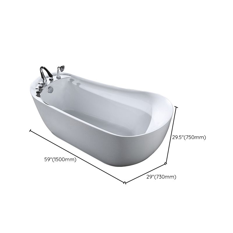 White Acrylic Oval Bathtub Soaking Freestanding Tub with Faucet Clearhalo 'Bathroom Remodel & Bathroom Fixtures' 'Bathtubs' 'Home Improvement' 'home_improvement' 'home_improvement_bathtubs' 'Showers & Bathtubs' 1200x1200_bef3d230-cfe4-4b14-8e20-0b9d58a79e70