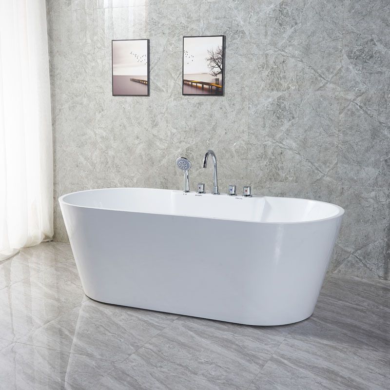 White Oval Bath Tub for Bathroom Soaking Stand Alone Tub with Drain Clearhalo 'Bathroom Remodel & Bathroom Fixtures' 'Bathtubs' 'Home Improvement' 'home_improvement' 'home_improvement_bathtubs' 'Showers & Bathtubs' 1200x1200_bf56105d-6739-4a0d-8237-fdf94ce756f4