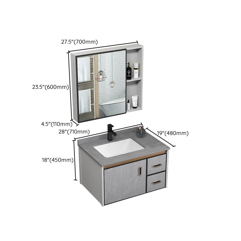 Single Bathroom Vanity Glam Gray Metal Frame Rectangular Wall Mount Vanity Set Clearhalo 'Bathroom Remodel & Bathroom Fixtures' 'Bathroom Vanities' 'bathroom_vanities' 'Home Improvement' 'home_improvement' 'home_improvement_bathroom_vanities' 1200x1200_bf886298-01e1-4b45-8ec4-7d649c1854b9