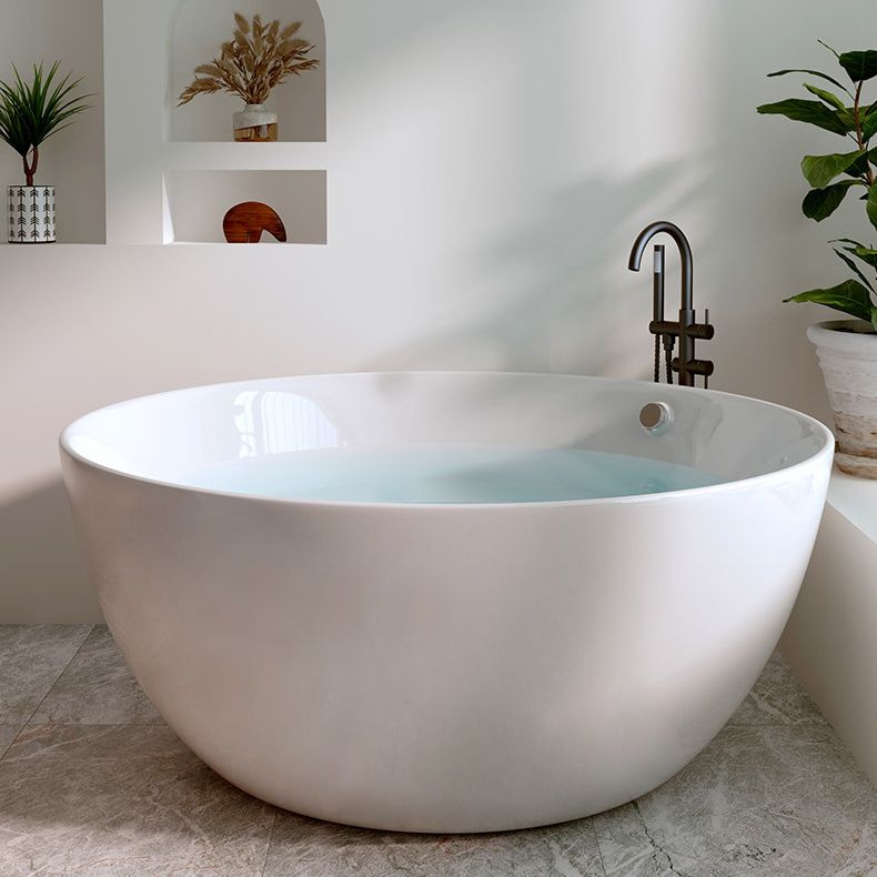 Round White Acrylic-Fiberglass Bathtub Soaking Freestanding Bath Tub Clearhalo 'Bathroom Remodel & Bathroom Fixtures' 'Bathtubs' 'Home Improvement' 'home_improvement' 'home_improvement_bathtubs' 'Showers & Bathtubs' 1200x1200_bfaf5cc3-cc15-46a9-af86-7b7134aae8d3