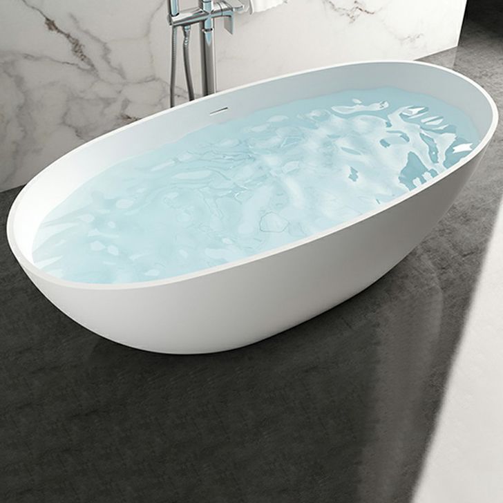 Modern Stone Oval White Bathtub Freestanding Soaking Bath for Bathroom Clearhalo 'Bathroom Remodel & Bathroom Fixtures' 'Bathtubs' 'Home Improvement' 'home_improvement' 'home_improvement_bathtubs' 'Showers & Bathtubs' 1200x1200_bfbd7a27-a508-4ec7-b932-ae8ac04b2b18