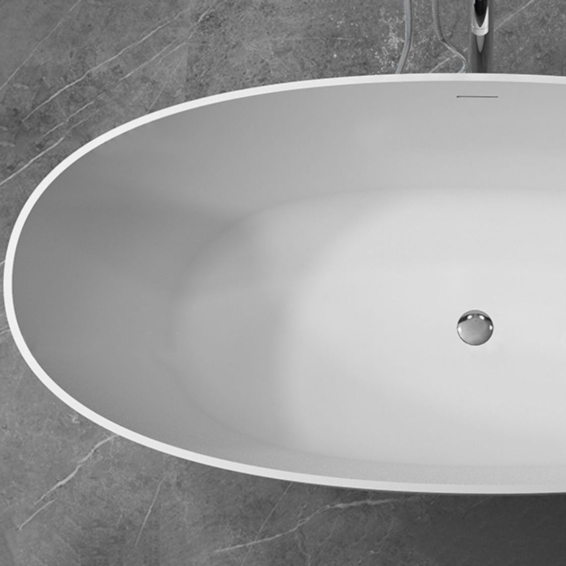 Modern Soaking Freestanding Bath Tub Stone Oval Bathtub with Overflow Trim Clearhalo 'Bathroom Remodel & Bathroom Fixtures' 'Bathtubs' 'Home Improvement' 'home_improvement' 'home_improvement_bathtubs' 'Showers & Bathtubs' 1200x1200_bfd29a89-1866-43c8-9c61-ef943034f0c5