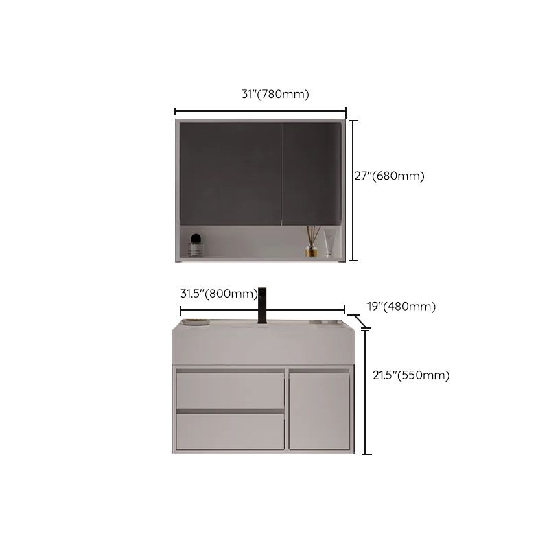 White Modern Rectangular Wall Mounted Standard Bathroom Vanity Set Clearhalo 'Bathroom Remodel & Bathroom Fixtures' 'Bathroom Vanities' 'bathroom_vanities' 'Home Improvement' 'home_improvement' 'home_improvement_bathroom_vanities' 1200x1200_bfe34c3a-51e7-488f-8b3b-51e21d9abdbf