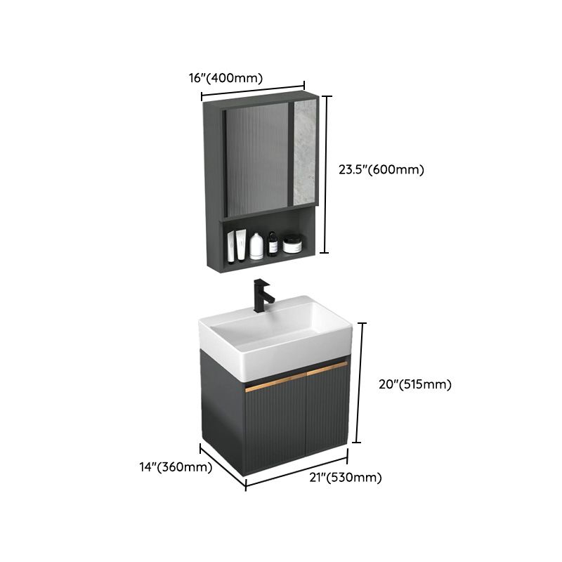 Modern Bathroom Vanity Metal Base Wall-Mounted with Soft Close Door Clearhalo 'Bathroom Remodel & Bathroom Fixtures' 'Bathroom Vanities' 'bathroom_vanities' 'Home Improvement' 'home_improvement' 'home_improvement_bathroom_vanities' 1200x1200_bffe50d2-ef48-46f2-bf46-e046753a4858