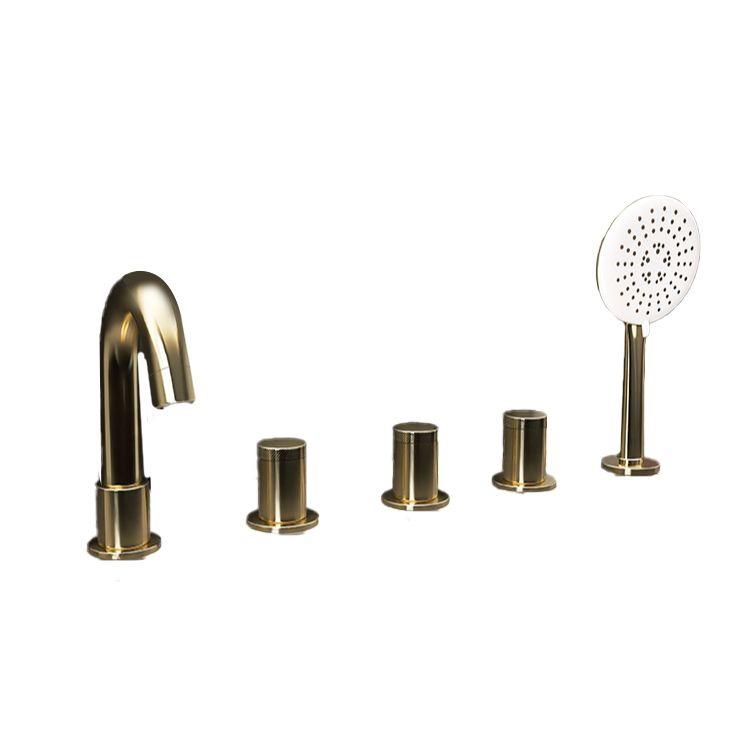 Modern Style Roman Tub Filler Deck-Mount High Arc Copper Roman Tub Filler Clearhalo 'Bathroom Remodel & Bathroom Fixtures' 'Bathtub Faucets' 'bathtub_faucets' 'Home Improvement' 'home_improvement' 'home_improvement_bathtub_faucets' 1200x1200_c0019a81-9e87-4998-830f-33fca902367e