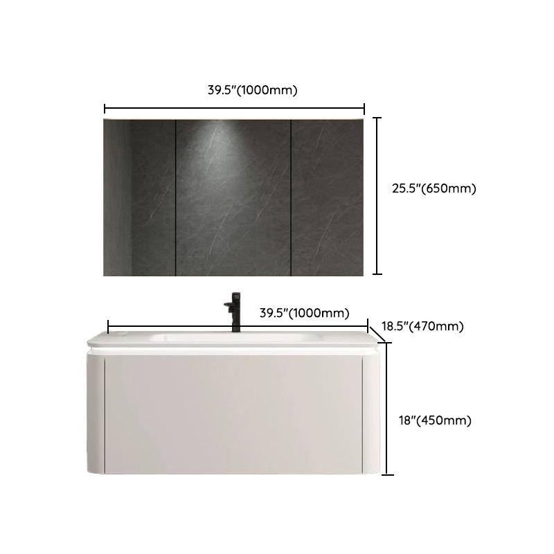 Wall Mounted Bathroom Vanity Mirror Drawer Single Sink Wood Rectangular in White Clearhalo 'Bathroom Remodel & Bathroom Fixtures' 'Bathroom Vanities' 'bathroom_vanities' 'Home Improvement' 'home_improvement' 'home_improvement_bathroom_vanities' 1200x1200_c031d53b-0b11-4223-b36b-7311f8b130f9