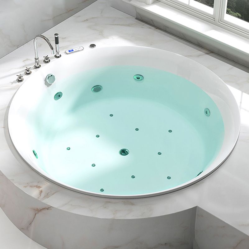 Drop-in Acrylic Round Bathtub Modern Air/ Whirlpool Bathtub in White Clearhalo 'Bathroom Remodel & Bathroom Fixtures' 'Bathtubs' 'Home Improvement' 'home_improvement' 'home_improvement_bathtubs' 'Showers & Bathtubs' 1200x1200_c045cb8c-0def-4532-9032-f43304c37969