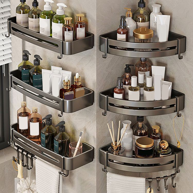 Contemporary Bathroom Accessory Set 3-Piece Bath Shelf with Hooks Clearhalo 'Bathroom Hardware Sets' 'Bathroom Hardware' 'Bathroom Remodel & Bathroom Fixtures' 'bathroom_hardware_sets' 'Home Improvement' 'home_improvement' 'home_improvement_bathroom_hardware_sets' 1200x1200_c07b49d8-b3f3-441a-9367-febcf3f08f79