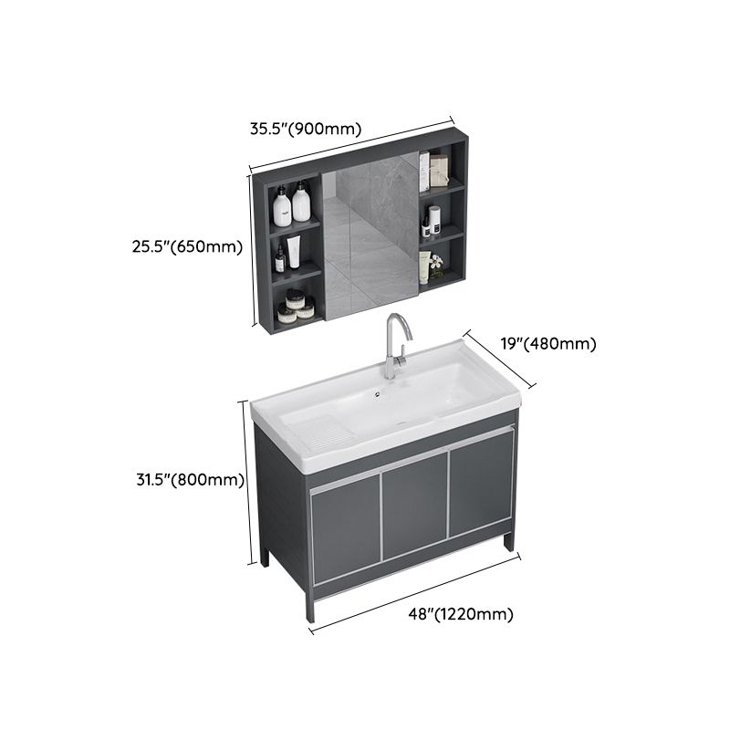 Freestanding Bathroom Vanity Space Aluminum Bathroom Vanity with Sink Clearhalo 'Bathroom Remodel & Bathroom Fixtures' 'Bathroom Vanities' 'bathroom_vanities' 'Home Improvement' 'home_improvement' 'home_improvement_bathroom_vanities' 1200x1200_c0876d30-f582-4ed7-b56d-0378cfaf3558