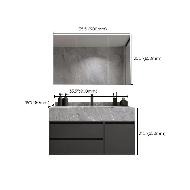 Modern Bathroom Sink Vanity Wall Mount Vanity Set with Mirror Clearhalo 'Bathroom Remodel & Bathroom Fixtures' 'Bathroom Vanities' 'bathroom_vanities' 'Home Improvement' 'home_improvement' 'home_improvement_bathroom_vanities' 1200x1200_c0b58891-fdd3-44f3-abfa-d7b2eb96cbf5