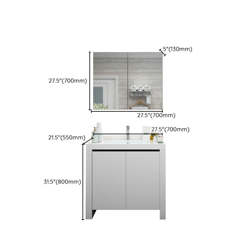 Modern White Wood Sink Vanity Faucet Included with Mirror for Bathroom Clearhalo 'Bathroom Remodel & Bathroom Fixtures' 'Bathroom Vanities' 'bathroom_vanities' 'Home Improvement' 'home_improvement' 'home_improvement_bathroom_vanities' 1200x1200_c0b75d6d-041f-4076-a04a-3d96b7749009