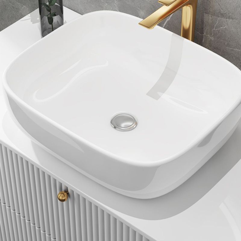 White Free-standing Standard Modern Oval Open Console with Sink Set Clearhalo 'Bathroom Remodel & Bathroom Fixtures' 'Bathroom Vanities' 'bathroom_vanities' 'Home Improvement' 'home_improvement' 'home_improvement_bathroom_vanities' 1200x1200_c0d48f7b-cfa9-4da3-a3db-29ab4c388b0c