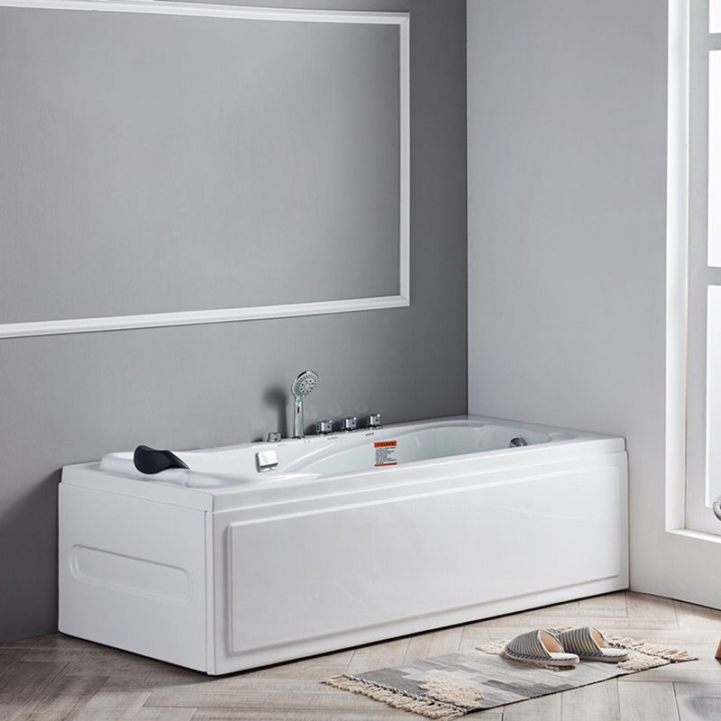 Modern Back to Wall Bathtub Rectangular White Acrylic Soaking Tub Clearhalo 'Bathroom Remodel & Bathroom Fixtures' 'Bathtubs' 'Home Improvement' 'home_improvement' 'home_improvement_bathtubs' 'Showers & Bathtubs' 1200x1200_c15cddbe-8c58-4fda-b9a5-4d4d769f02dd