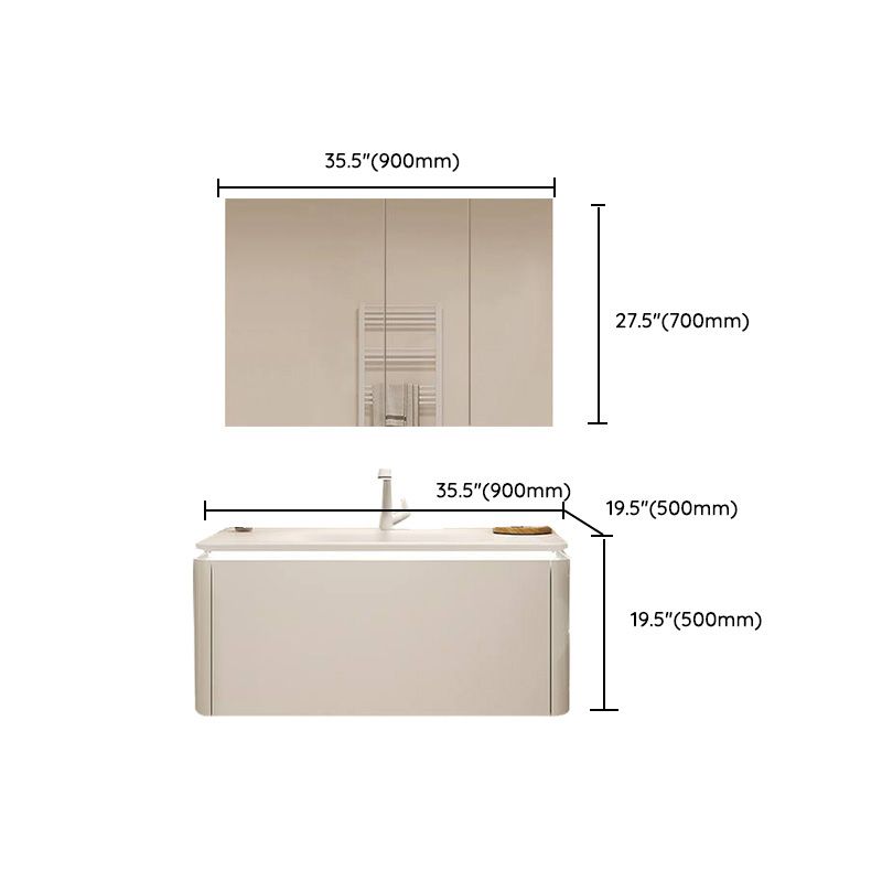 White Bathroom Vanity Stain Resistant Wood Frame Mirror Wall Mount with Faucet Clearhalo 'Bathroom Remodel & Bathroom Fixtures' 'Bathroom Vanities' 'bathroom_vanities' 'Home Improvement' 'home_improvement' 'home_improvement_bathroom_vanities' 1200x1200_c180cebc-193e-4561-aa01-563088abddbc