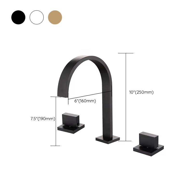 Modern 3 Holes Faucet Solid Color Knob Handle Gooseneck Widespread Faucets for Bathroom Clearhalo 'Bathroom Remodel & Bathroom Fixtures' 'Bathroom Sink Faucets' 'Bathroom Sinks & Faucet Components' 'bathroom_sink_faucets' 'Home Improvement' 'home_improvement' 'home_improvement_bathroom_sink_faucets' 1200x1200_c184b73e-1079-4eda-aa2c-daeb3cc93ba6