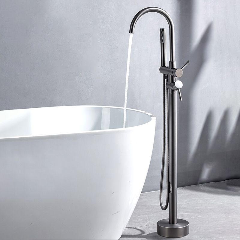 Modern Floor Mounted Metal Freestanding Tub Filler Swivel Freestanding Faucet Clearhalo 'Bathroom Remodel & Bathroom Fixtures' 'Bathtub Faucets' 'bathtub_faucets' 'Home Improvement' 'home_improvement' 'home_improvement_bathtub_faucets' 1200x1200_c199e539-c301-4191-8f70-3ec168a0175a