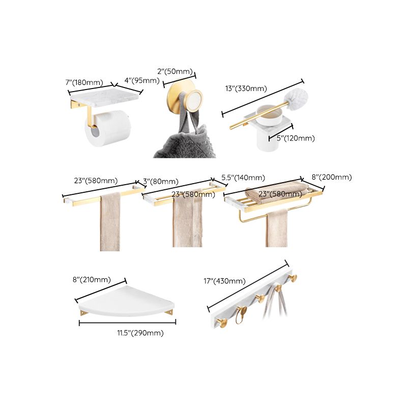 Marble & Brass Bath Hardware Set Golden Bathroom Accessory Kit Clearhalo 'Bathroom Hardware Sets' 'Bathroom Hardware' 'Bathroom Remodel & Bathroom Fixtures' 'bathroom_hardware_sets' 'Home Improvement' 'home_improvement' 'home_improvement_bathroom_hardware_sets' 1200x1200_c1d84ab2-1e1a-4c5b-bb54-347ccb5e2f93