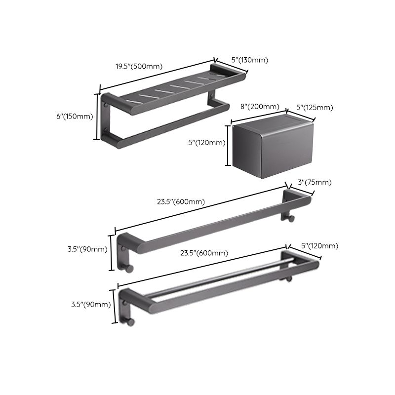 Contemporary Grey Bathroom Accessory As Individual Or As a Set Clearhalo 'Bathroom Hardware Sets' 'Bathroom Hardware' 'Bathroom Remodel & Bathroom Fixtures' 'bathroom_hardware_sets' 'Home Improvement' 'home_improvement' 'home_improvement_bathroom_hardware_sets' 1200x1200_c1d999cf-c3c2-417b-ac0e-a4ebecf37e06