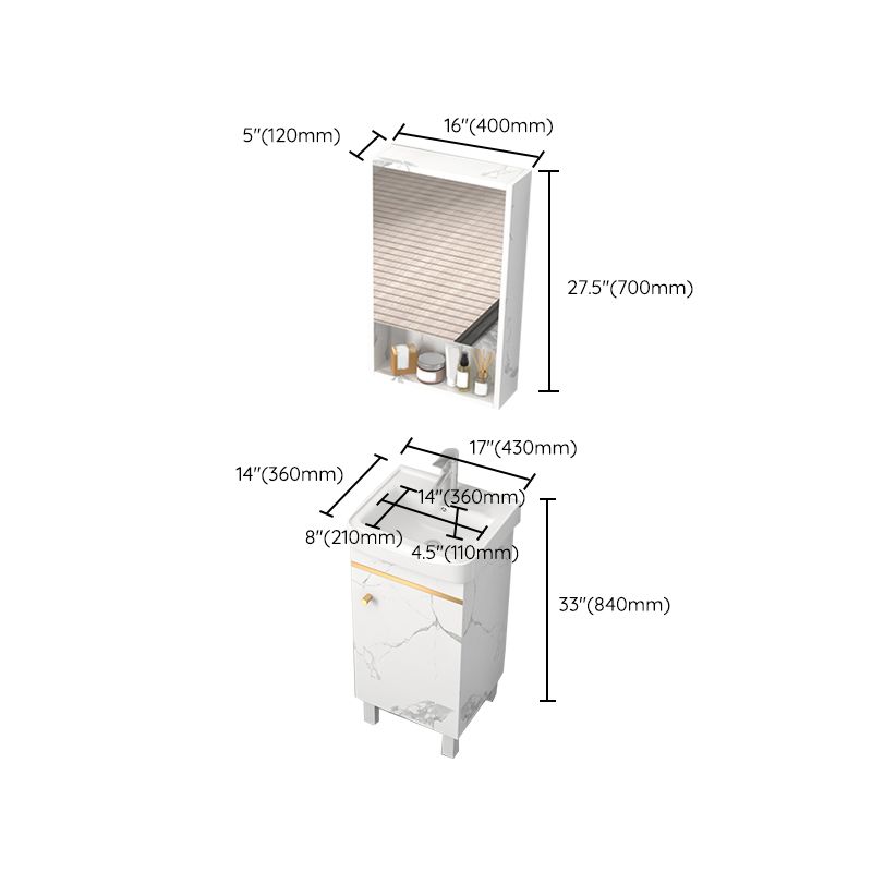 Rectangle Vanity Set White Single Sink Mirror Freestanding Bathroom Vanity with Door Clearhalo 'Bathroom Remodel & Bathroom Fixtures' 'Bathroom Vanities' 'bathroom_vanities' 'Home Improvement' 'home_improvement' 'home_improvement_bathroom_vanities' 1200x1200_c20f4ba5-b46e-41ec-abe2-f1e91b6f5218