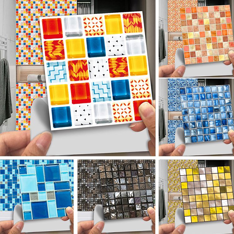 Square Peel and Stick Tiles Grid Mosaic Tile Indoor Wallpaper Clearhalo 'Flooring 'Home Improvement' 'home_improvement' 'home_improvement_peel_stick_blacksplash' 'Peel & Stick Backsplash Tile' 'peel_stick_blacksplash' 'Walls & Ceilings' Walls and Ceiling' 1200x1200_c20f9ef9-8b84-4f31-a2fd-f021c209ddaa