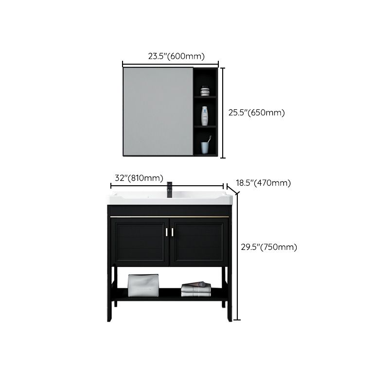 Glam Single Bath Vanity Black Rectangular Freestanding Sink Vanity Clearhalo 'Bathroom Remodel & Bathroom Fixtures' 'Bathroom Vanities' 'bathroom_vanities' 'Home Improvement' 'home_improvement' 'home_improvement_bathroom_vanities' 1200x1200_c26cda61-1a56-4520-b3ad-b71e85a29472