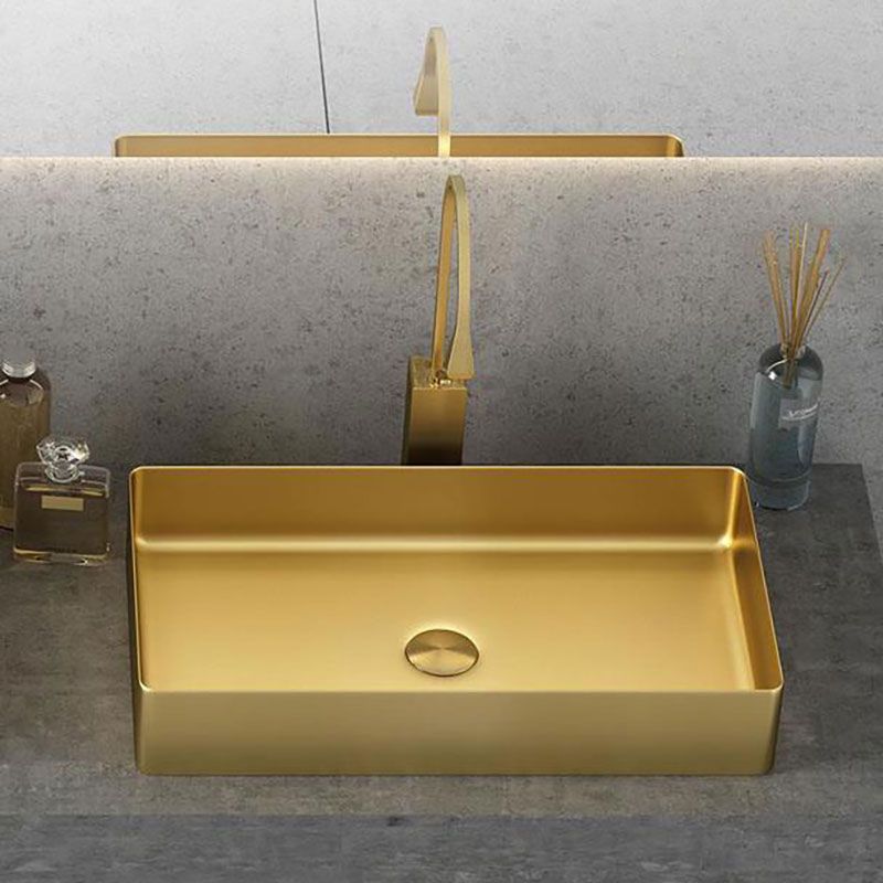 Modern Vessel Bathroom Sink Metal Rectangular with Faucet Vessel Lavatory Sink Clearhalo 'Bathroom Remodel & Bathroom Fixtures' 'Bathroom Sinks & Faucet Components' 'Bathroom Sinks' 'bathroom_sink' 'Home Improvement' 'home_improvement' 'home_improvement_bathroom_sink' 1200x1200_c26f9a63-24e9-4da0-a988-29e335fa3c4a