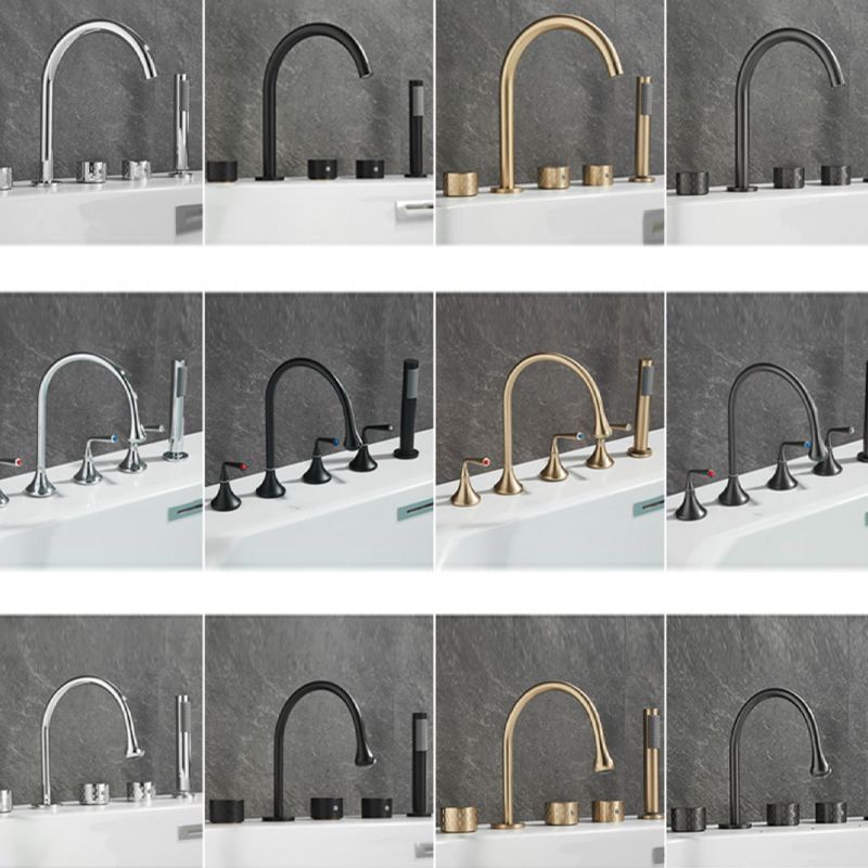 Deck Mounted Copper Roman Tub Faucet Low Arc 3 Handles Roman Tub Faucet Set Clearhalo 'Bathroom Remodel & Bathroom Fixtures' 'Bathtub Faucets' 'bathtub_faucets' 'Home Improvement' 'home_improvement' 'home_improvement_bathtub_faucets' 1200x1200_c27c42d3-caa0-49f4-9ecc-d96000cbe334