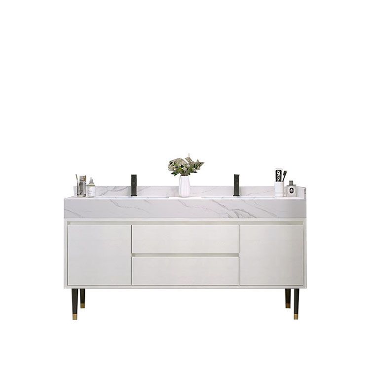 Metal Frame Vanity 2 Doors Double Sink Mirror Freestanding Vanity Set with Drawers Clearhalo 'Bathroom Remodel & Bathroom Fixtures' 'Bathroom Vanities' 'bathroom_vanities' 'Home Improvement' 'home_improvement' 'home_improvement_bathroom_vanities' 1200x1200_c28ef0f6-e3d3-4ba1-931a-0a487b307490