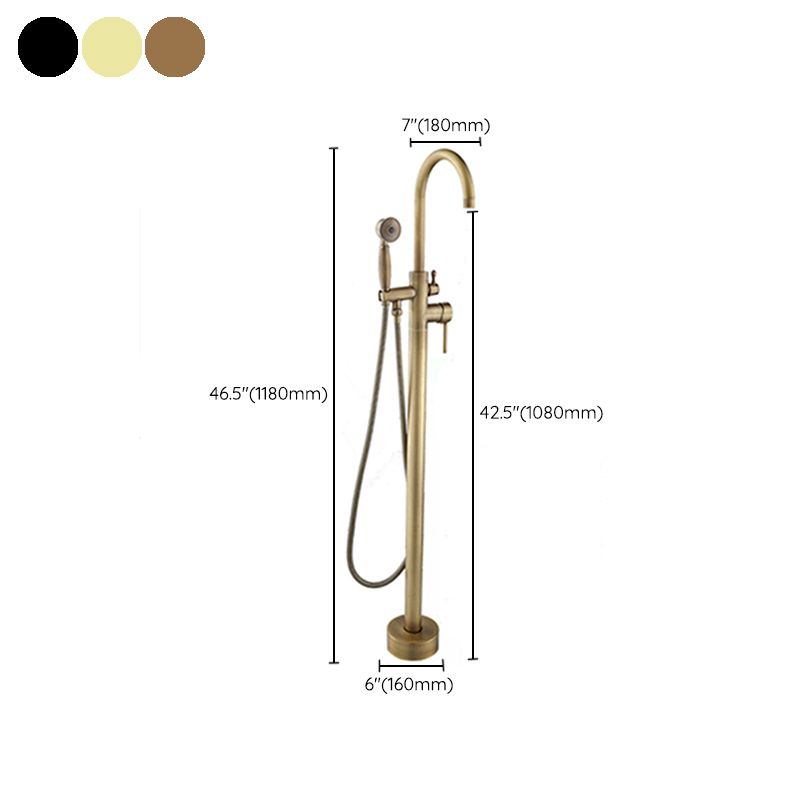 Floor Mounted Copper Bathroom Tub Faucet Set Freestanding High Arc Tub Filler Trim Clearhalo 'Bathroom Remodel & Bathroom Fixtures' 'Bathtub Faucets' 'bathtub_faucets' 'Home Improvement' 'home_improvement' 'home_improvement_bathtub_faucets' 1200x1200_c2d145e3-a170-441f-bb31-343a1b6116a0