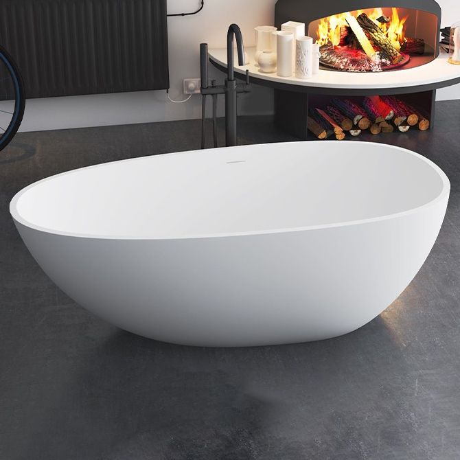 Modern White Ellipse Bathtub Freestanding Soaking Bathtub with Drain Bath Tub Clearhalo 'Bathroom Remodel & Bathroom Fixtures' 'Bathtubs' 'Home Improvement' 'home_improvement' 'home_improvement_bathtubs' 'Showers & Bathtubs' 1200x1200_c2e1f293-e06a-47b6-ac89-c8b786b3e87c